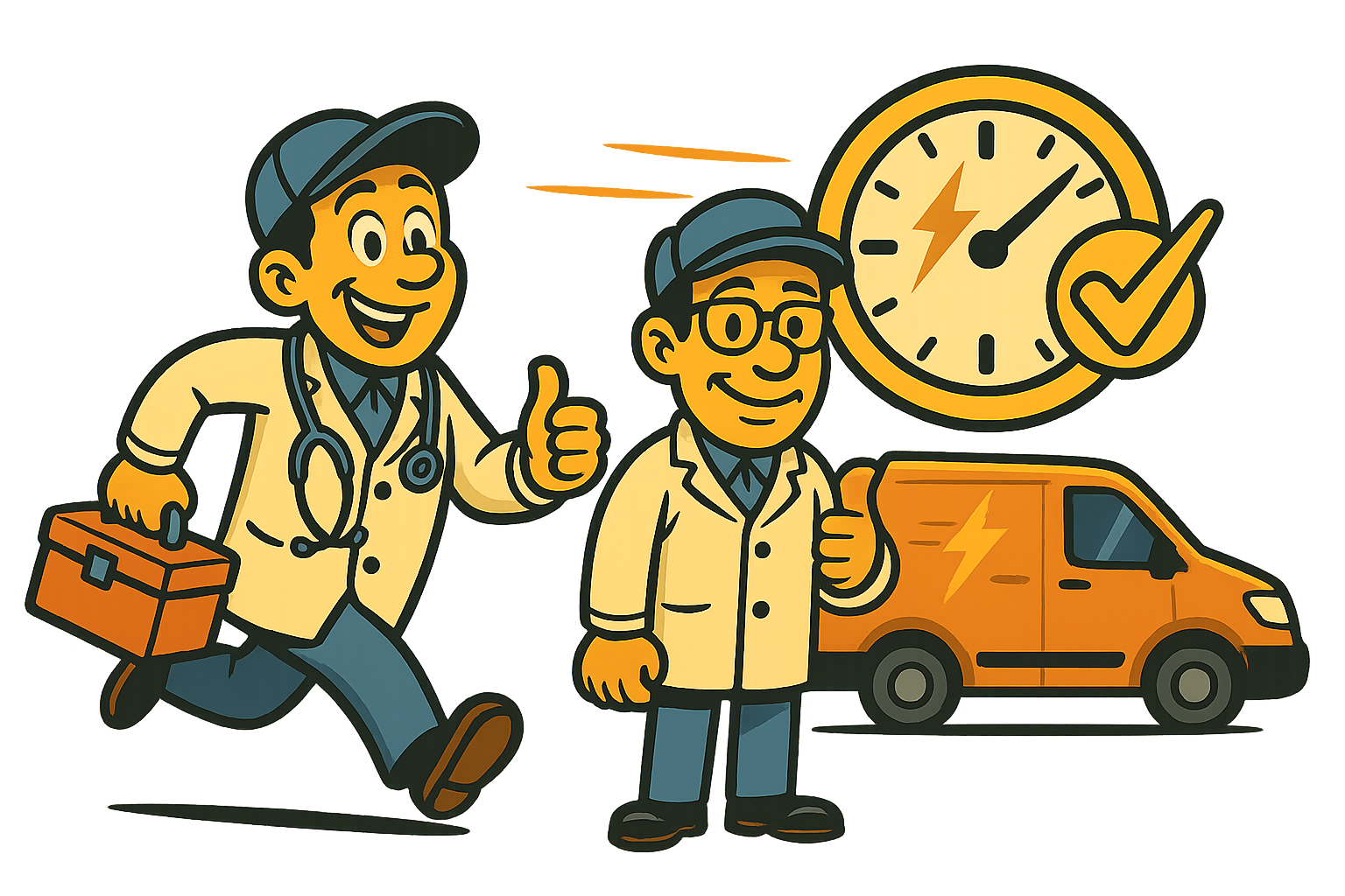 Emergency Water Heater Repair Technician Illustration